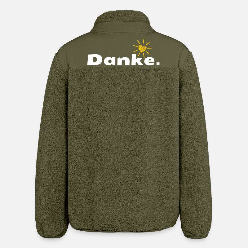 Danke HerzSonne Typografie - Relaxed Fit Unisex Sherpajacke von Stanley/Stella - Khaki