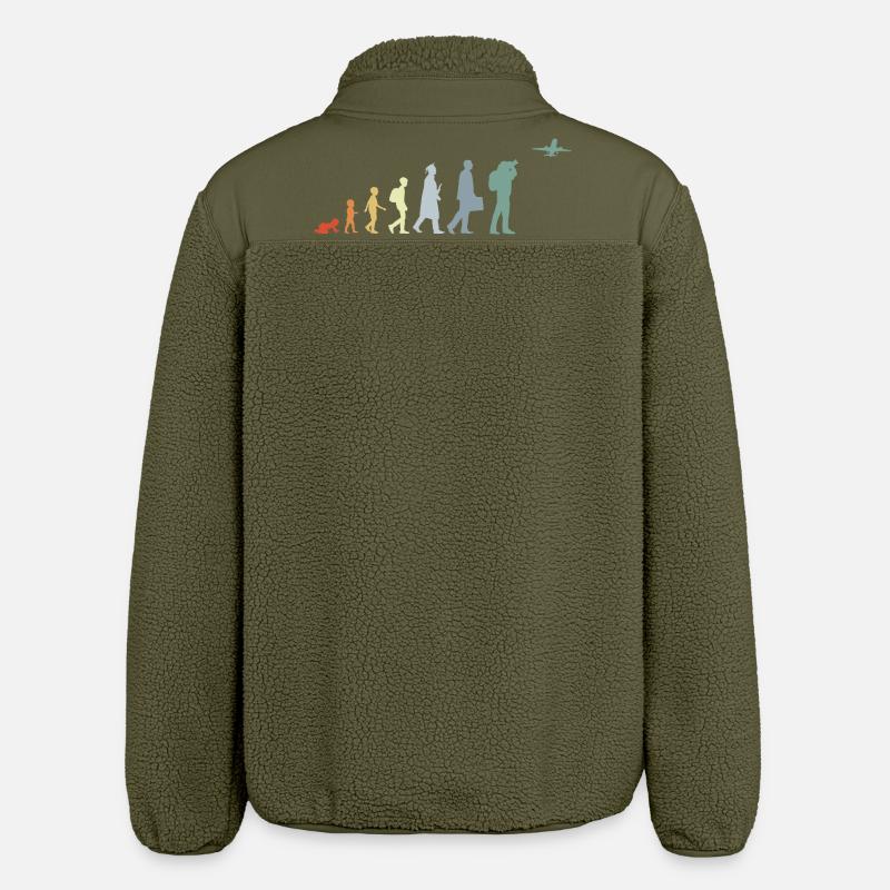 Airplane Observer Evolution - Relaxed Fit Unisex Sherpa Jacket by Stanley/Stella - khaki