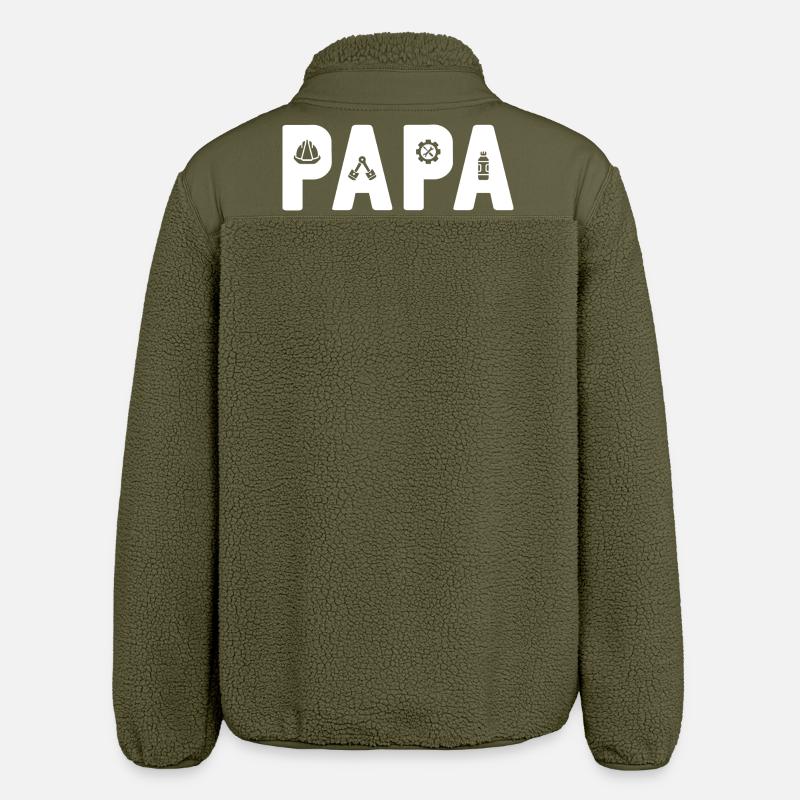 PAPA Engineer: The Mechanical Dad - Relaxed Fit Unisex Sherpa Jacket by Stanley/Stella - khaki