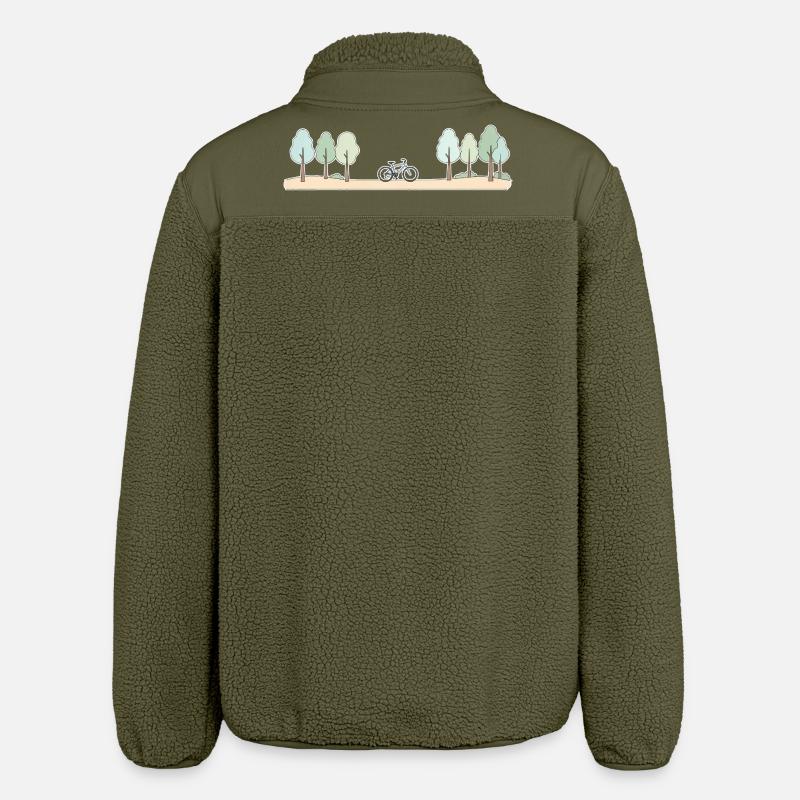 Forest Path Cycling Scene - Relaxed Fit Unisex Sherpa Jacket by Stanley/Stella - khaki