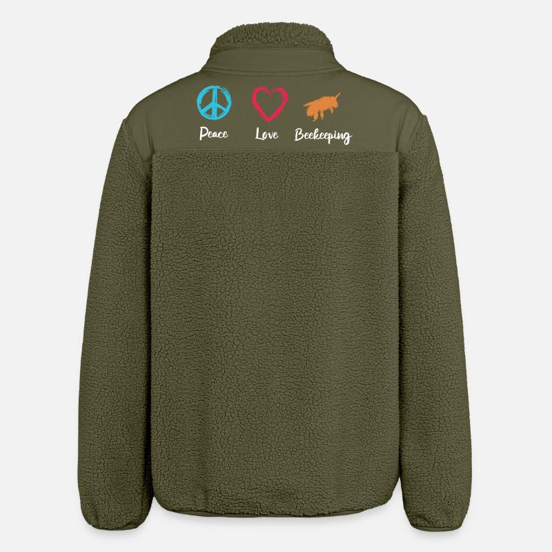 Paix Amour Apiculture - Veste sherpa unisexe coupe décontractée Stanley/Stella - kaki