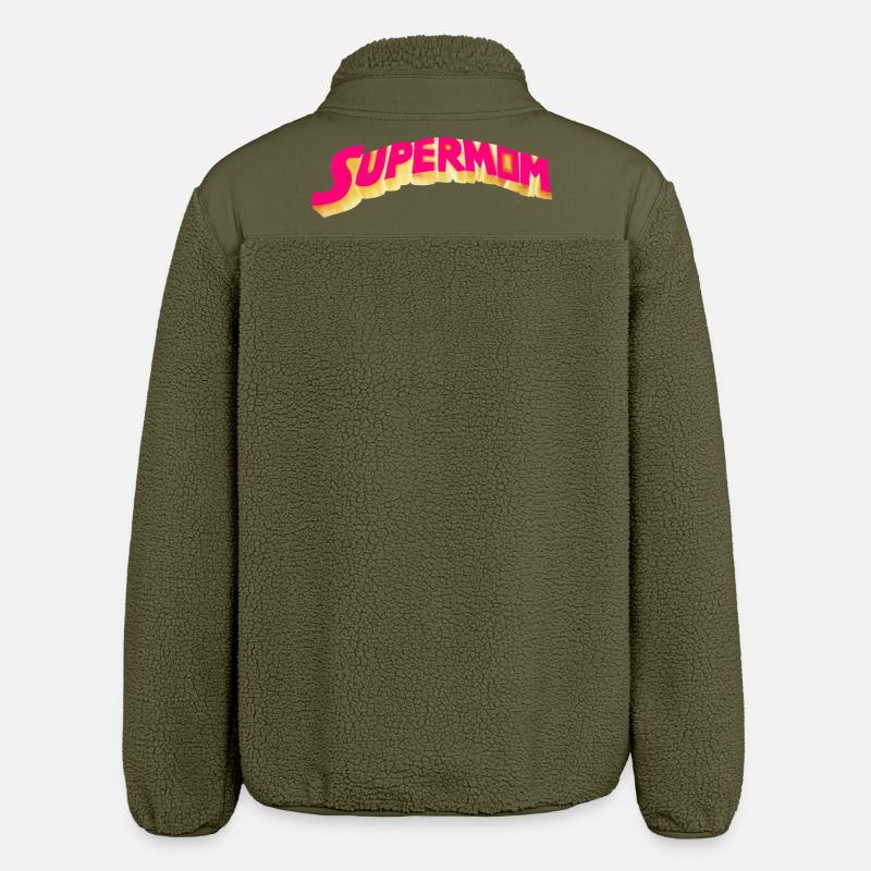 Supermutter - Heldin - Relaxed Fit Unisex Sherpajacke von Stanley/Stella - Khaki