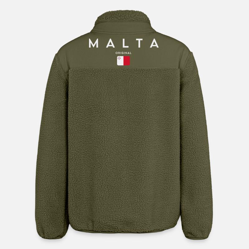 Drapeau de Malte, fierté maltaise - Veste sherpa unisexe coupe décontractée Stanley/Stella - kaki