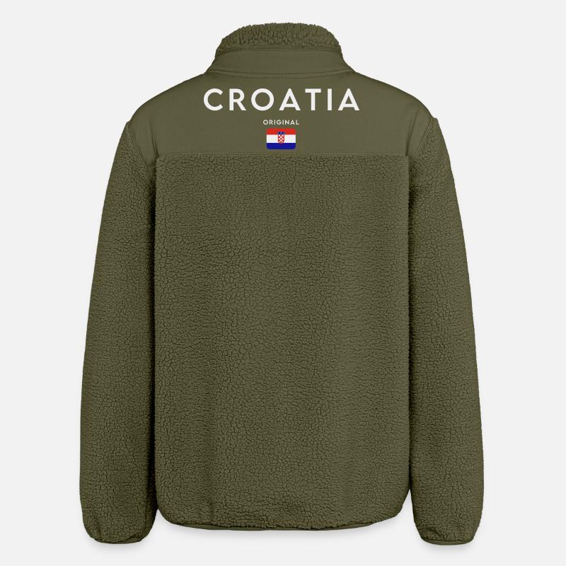 Drapeau croate, fierté croate - Veste sherpa unisexe coupe décontractée Stanley/Stella - kaki