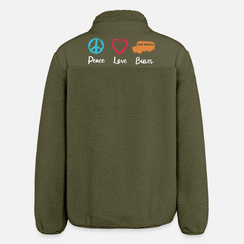 Peace Love Buses - Relaxed Fit Unisex Sherpajacke von Stanley/Stella - Khaki