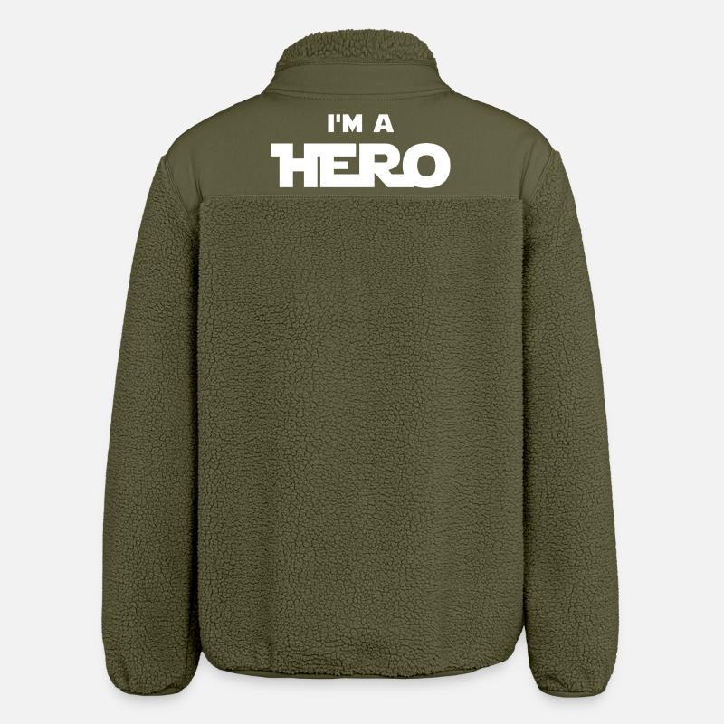 I am a hero (white) - Relaxed Fit Unisex Sherpa Jacket by Stanley/Stella - khaki
