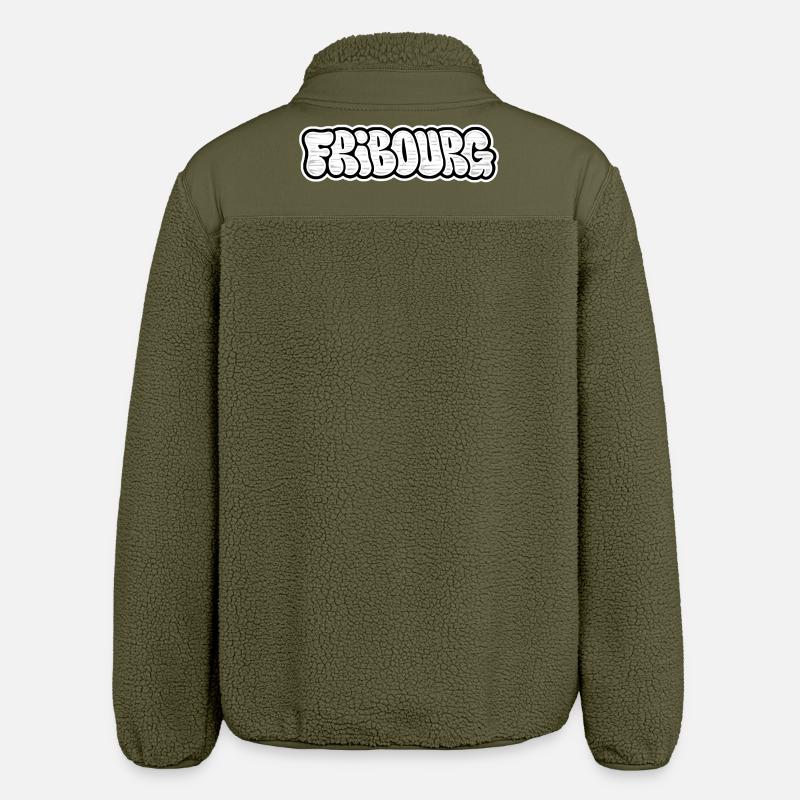 Fribourg Throwie Graffiti - Relaxed Fit Unisex Sherpajacke von Stanley/Stella - Khaki