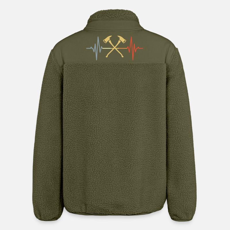 Fireman's Axe Heart Palpitations - Relaxed Fit Unisex Sherpa Jacket by Stanley/Stella - khaki