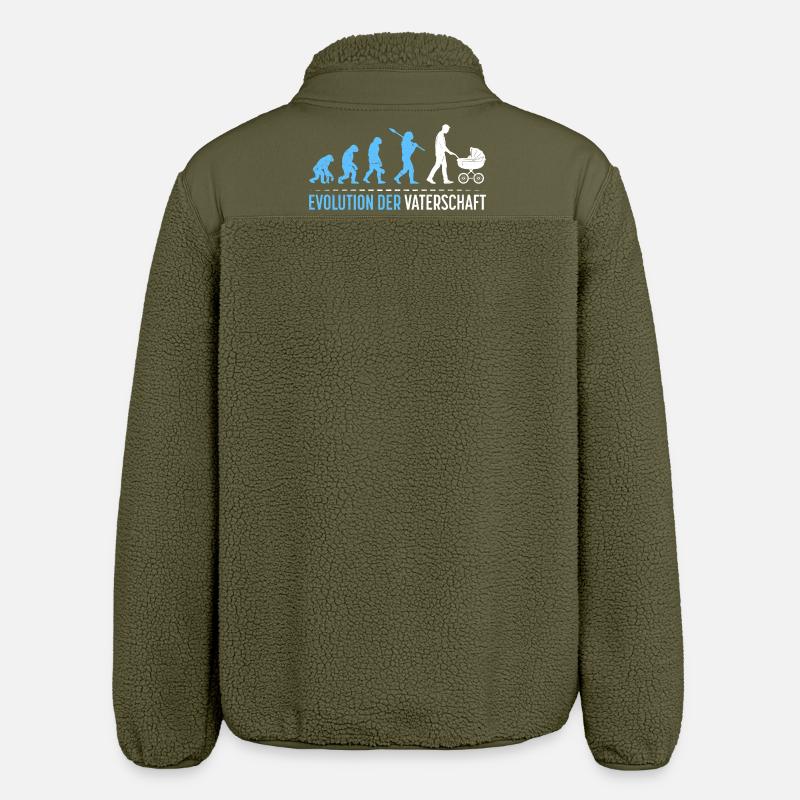 Werdender Vater EVOLUTION DER VATERSCHAFT Lustig - Relaxed Fit Unisex Sherpajacke von Stanley/Stella - Khaki