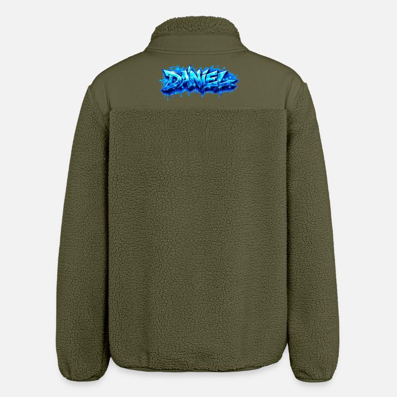 Graffiti DANIEL Name Gift Ideal Printable - Relaxed Fit Unisex Sherpa Jacket by Stanley/Stella - khaki