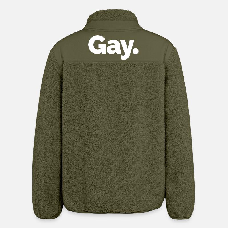 Schwul. Pride Bold Typographic - Relaxed Fit Unisex Sherpajacke von Stanley/Stella - Khaki
