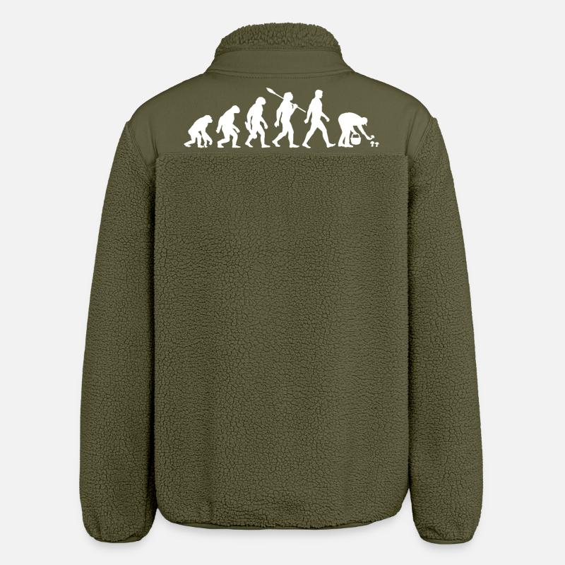 Evolution Mushroom Pickers, Mushroom Picking - Relaxed Fit Unisex Sherpa Jacket by Stanley/Stella - khaki