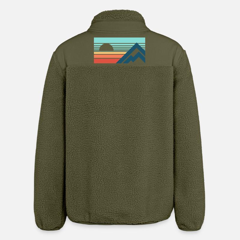 Mountains Sun Abstract - Relaxed Fit Unisex Sherpa Jacket by Stanley/Stella - khaki