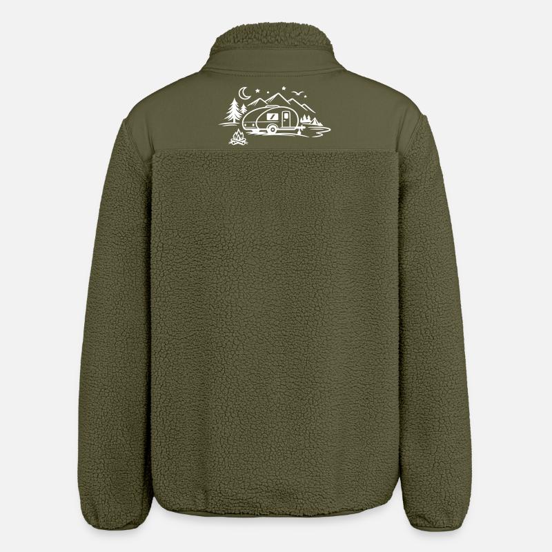 Camping Camper - Relaxed Fit Unisex Sherpa Jacket by Stanley/Stella - khaki
