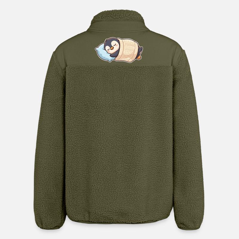 Penguin Sleeping - Relaxed Fit Unisex Sherpa Jacket by Stanley/Stella - khaki