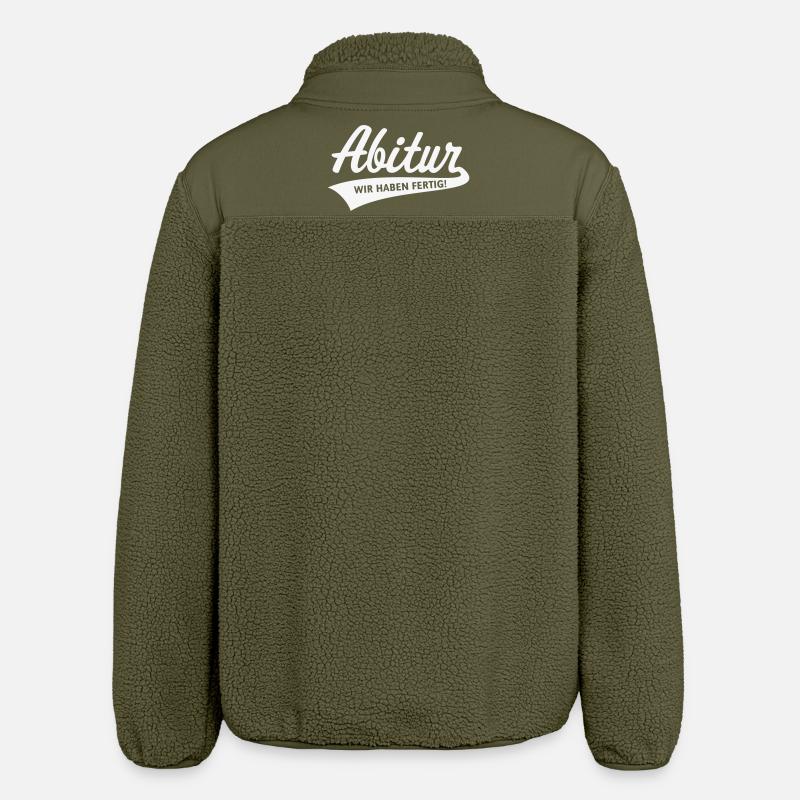 Abitur – we're done! (Graduation, White) - Relaxed Fit Unisex Sherpa Jacket by Stanley/Stella - khaki