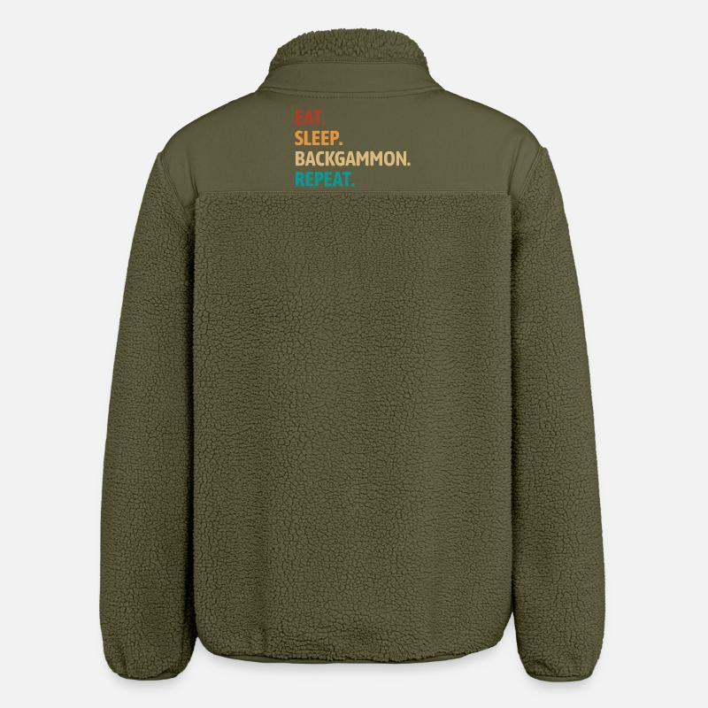 Eat Sleep Backgammon Repeat | Board Game - Relaxed Fit Unisex Sherpa Jacket by Stanley/Stella - khaki