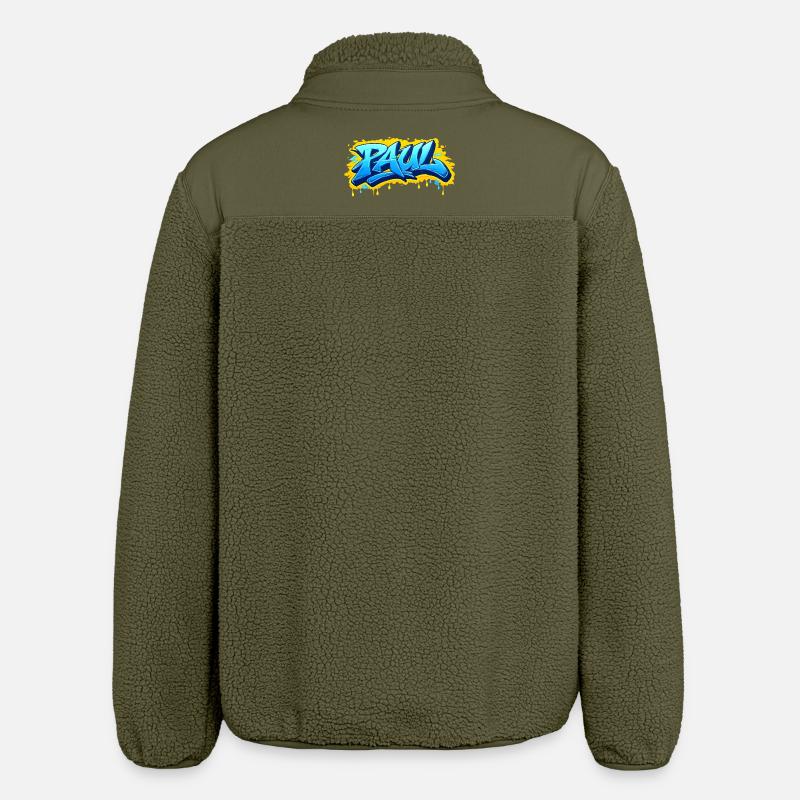 Graffiti  PAUL Prénom cadeau idéal imprimable  - Veste sherpa unisexe coupe décontractée Stanley/Stella - kaki