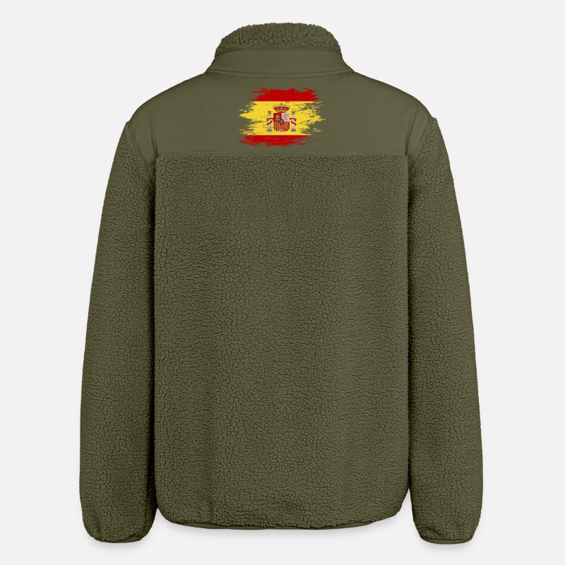 Drapeau de l’Espagne utilisé - Veste sherpa unisexe coupe décontractée Stanley/Stella - kaki