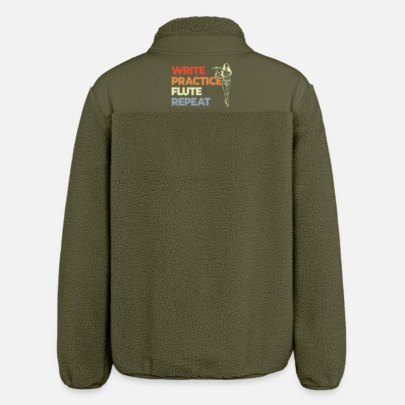 Write Practice Flute Repeat - Relaxed Fit Unisex Sherpa Jacket by Stanley/Stella - khaki