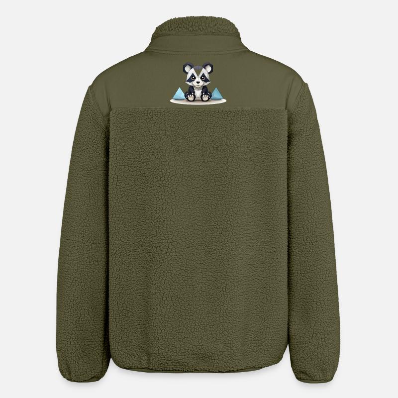 Low-Poly Panda am Eisgebirge - Relaxed Fit Unisex Sherpa Jacket by Stanley/Stella - khaki
