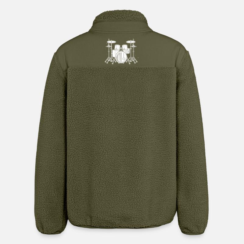 Drum Set Drawing - Relaxed Fit Unisex Sherpa Jacket by Stanley/Stella - khaki