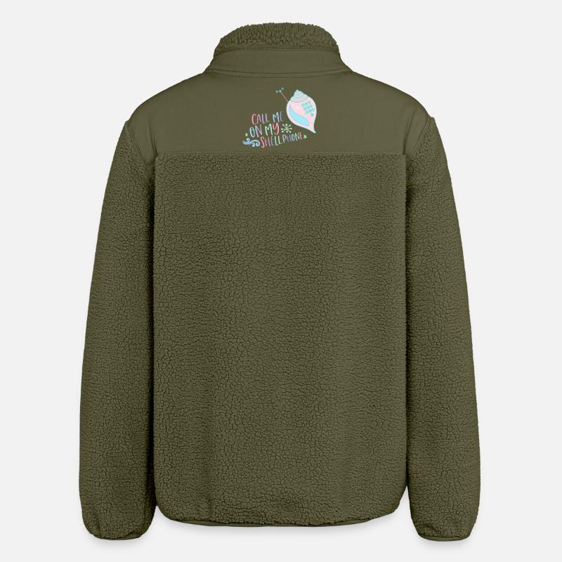 Ring til mig på min Shellphone Mermaid 80s retro - Stanley/Stella unisex sherpajakke afslappet pasform - khaki