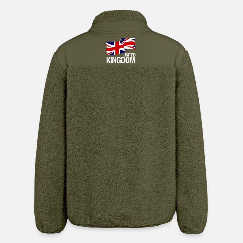 Drapeau britannique Union Jack - Design - Veste sherpa unisexe coupe décontractée Stanley/Stella - kaki