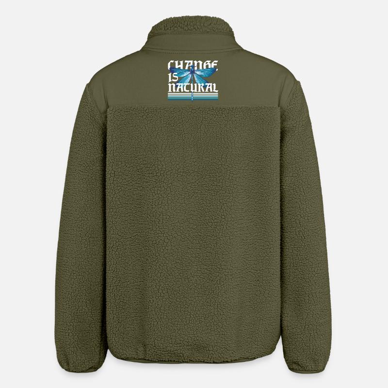 Dragonfly Dragonflies Change Is Natural - Relaxed Fit Unisex Sherpa Jacket by Stanley/Stella - khaki