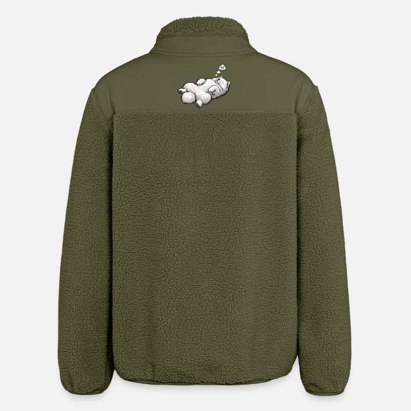 Samoyed Samoyed Owner Samoyed Lovers - Relaxed Fit Unisex Sherpa Jacket by Stanley/Stella - khaki