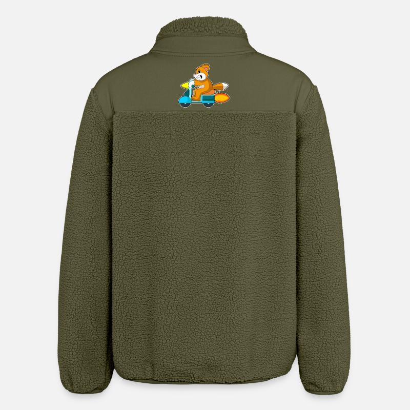 Katze Motorroller - Relaxed Fit Unisex Sherpajacke von Stanley/Stella - Khaki