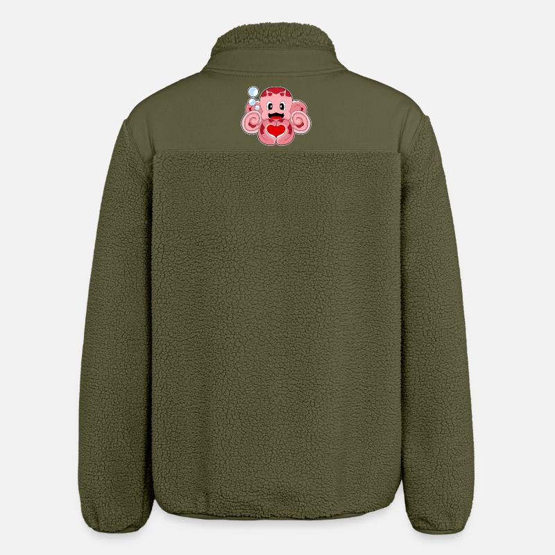 Octopus Heart - Relaxed Fit Unisex Sherpa Jacket by Stanley/Stella - khaki