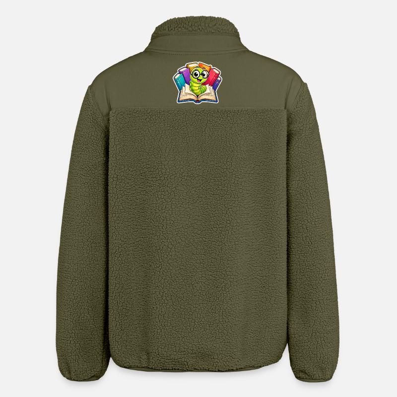 Cheerful Bookworm - Relaxed Fit Unisex Sherpa Jacket by Stanley/Stella - khaki