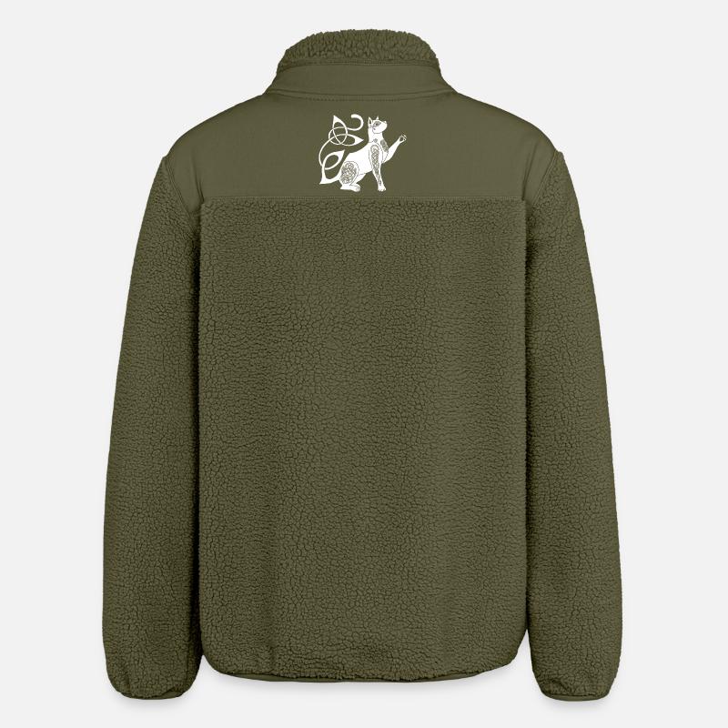 Celtic White Cat - Relaxed Fit Unisex Sherpa Jacket by Stanley/Stella - khaki