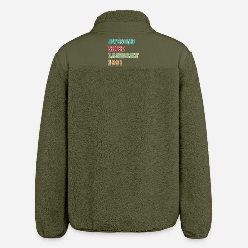35e anniversaire Millésime de janvier 1991 - Veste sherpa unisexe coupe décontractée Stanley/Stella - kaki