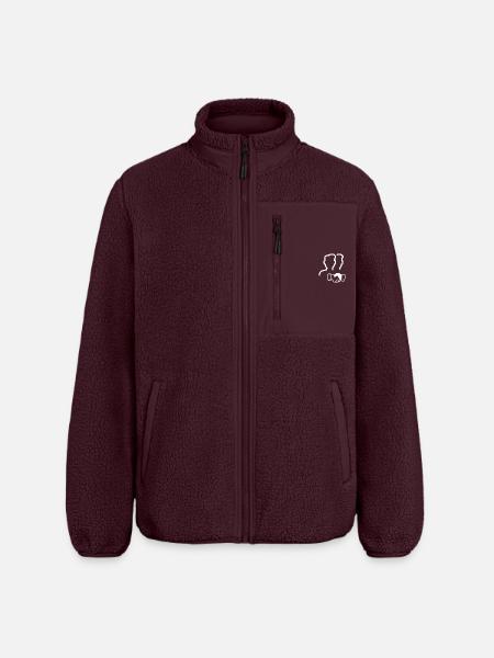 Twin Silhouettes Handshake Logo - Relaxed Fit Unisex Sherpa Jacket by Stanley/Stella - maroon