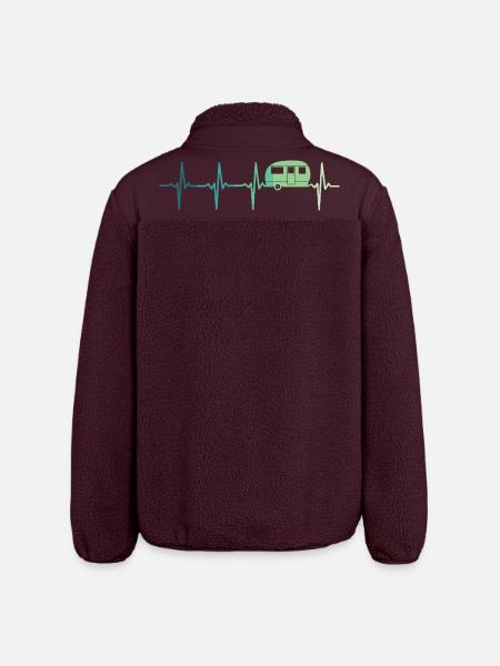 Karawanenherzschlag Camping Wohnwagen - Relaxed Fit Unisex Sherpajacke von Stanley/Stella - Maroon