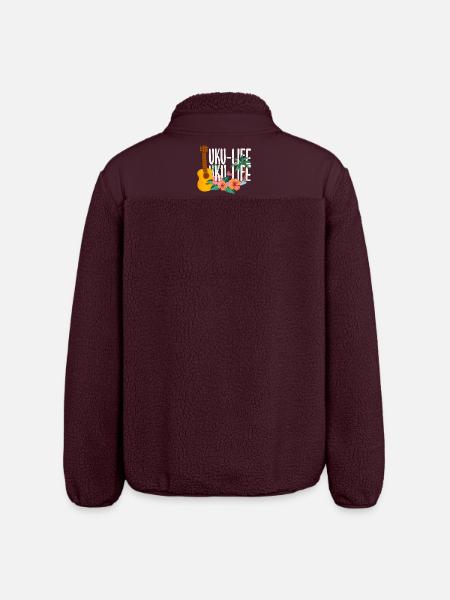 Funny Ukulele Designs and Sayings - Relaxed Fit Unisex Sherpa Jacket by Stanley/Stella - maroon