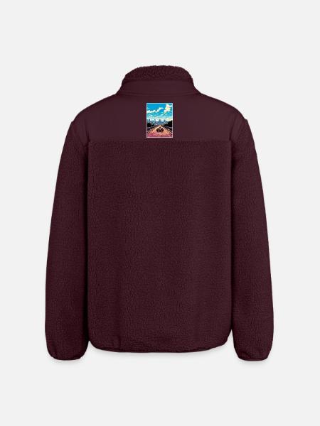 Austin Circuit Motorsport Race Texas Travel Poster - Relaxed Fit Unisex Sherpa Jacket by Stanley/Stella - maroon