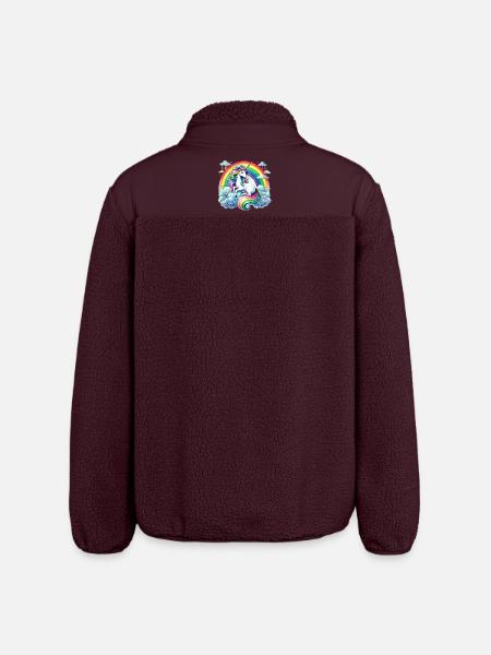 Regenbogen-Einhorn auf Wolken - Relaxed Fit Unisex Sherpajacke von Stanley/Stella - Maroon