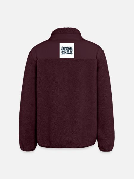 Ocean Child Wave Art - Relaxed Fit Unisex Sherpa Jacket by Stanley/Stella - maroon