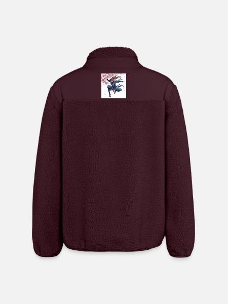 Cherry Blossom Warrior Style - Relaxed Fit Unisex Sherpa Jacket by Stanley/Stella - maroon