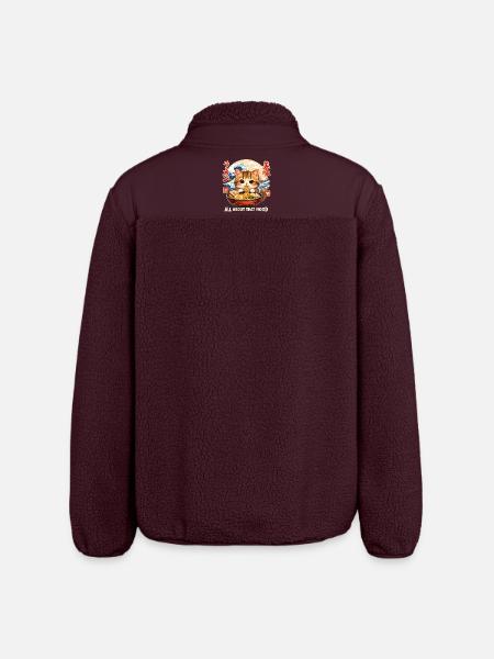 Kawaii Kitten Ramen Anime - Relaxed Fit Unisex Sherpa Jacket by Stanley/Stella - maroon