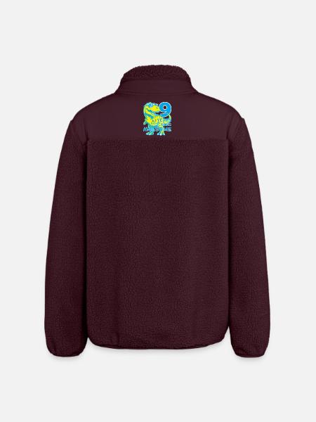 DINO 9 YEARS DINOSAUR 9TH BIRTHDAY - Relaxed Fit Unisex Sherpa Jacket by Stanley/Stella - maroon