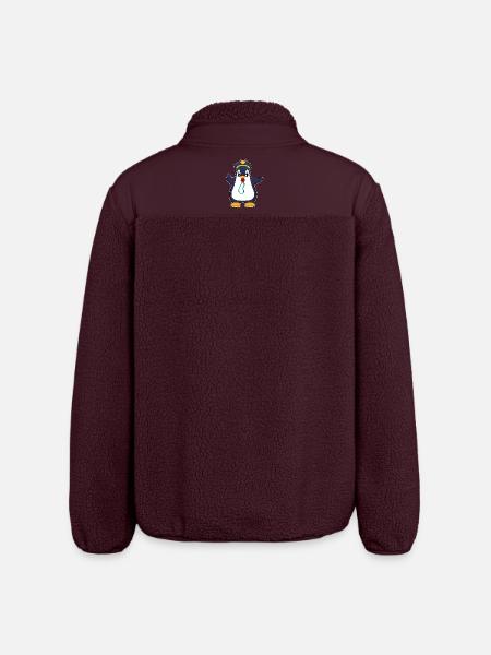 Pinguin Polizist Trillerpfeife Polizei - Relaxed Fit Unisex Sherpajacke von Stanley/Stella - Maroon