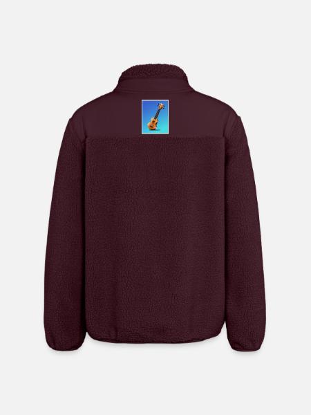 Cartoon Acoustic Guitar Poster - Relaxed Fit Unisex Sherpa Jacket by Stanley/Stella - maroon
