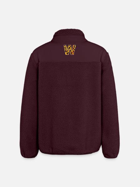 W Leopard Print Kraft - Relaxed Fit Unisex Sherpa Jacket by Stanley/Stella - maroon