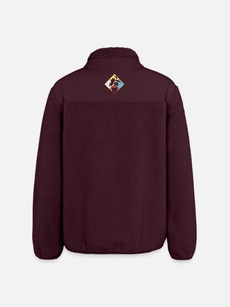 Retro Plant Lover Plants Succulents - Relaxed Fit Unisex Sherpa Jacket by Stanley/Stella - maroon