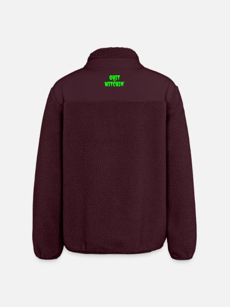 Spooky Green Witching Quit Design - Relaxed Fit Unisex Sherpa Jacket by Stanley/Stella - maroon