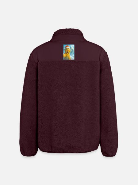cat, Santa hat, Yeti, Christmas, snow, meme,selfi - Relaxed Fit Unisex Sherpa Jacket by Stanley/Stella - maroon